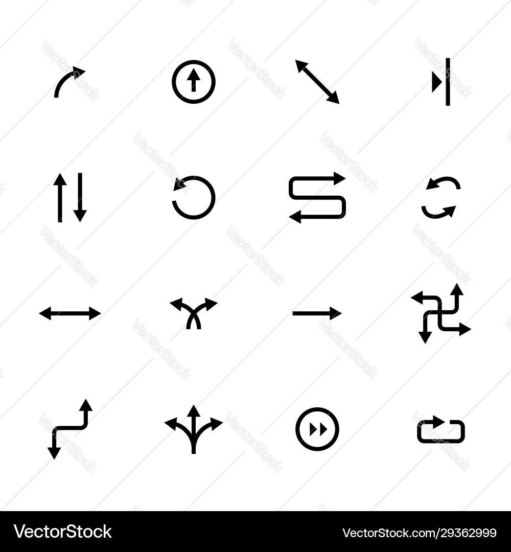 Black arrows icon set pointers for navigation Black arrows icon set pointers for navigation vector image