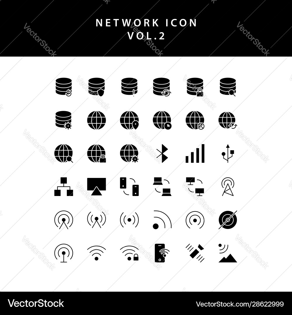 Cloud computing network glyph style icon set vol2 vector image