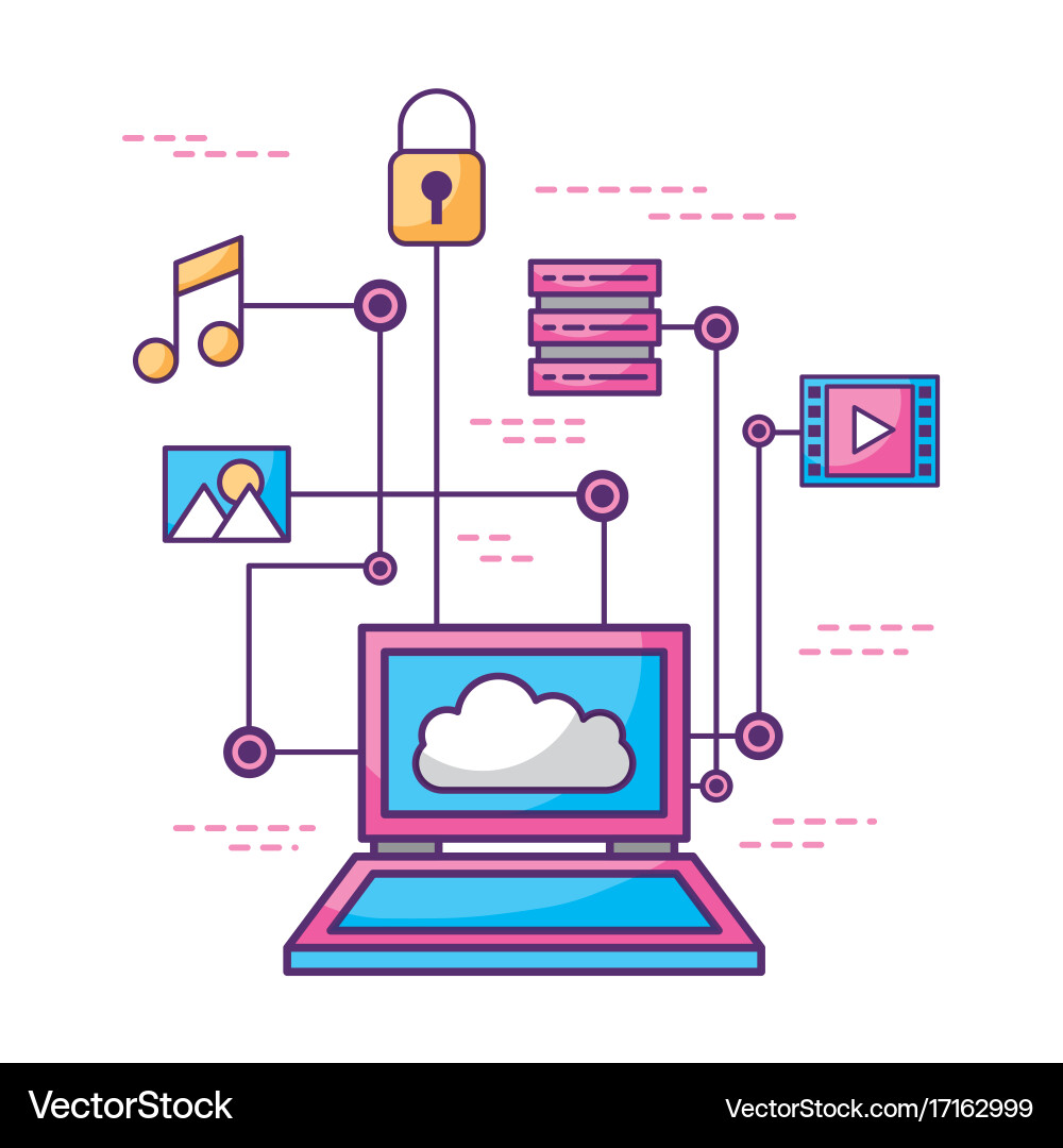 Concept of cloud computing and protecting data Vector Image