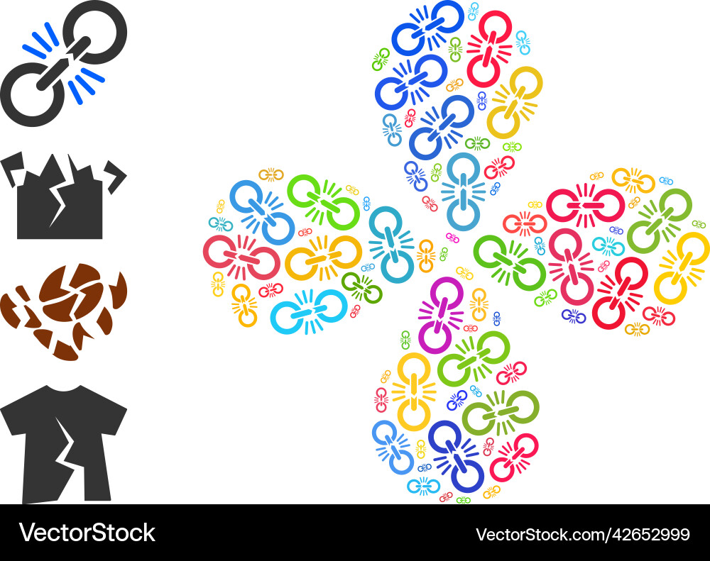 Damage chain link icon multicolored centrifugal Damage chain link icon multicolored centrifugal vector image