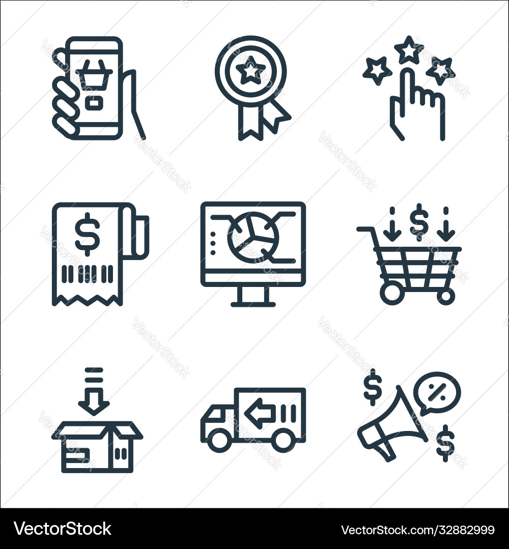 Ecommerce line icons linear set quality Ecommerce line icons linear set quality vector image