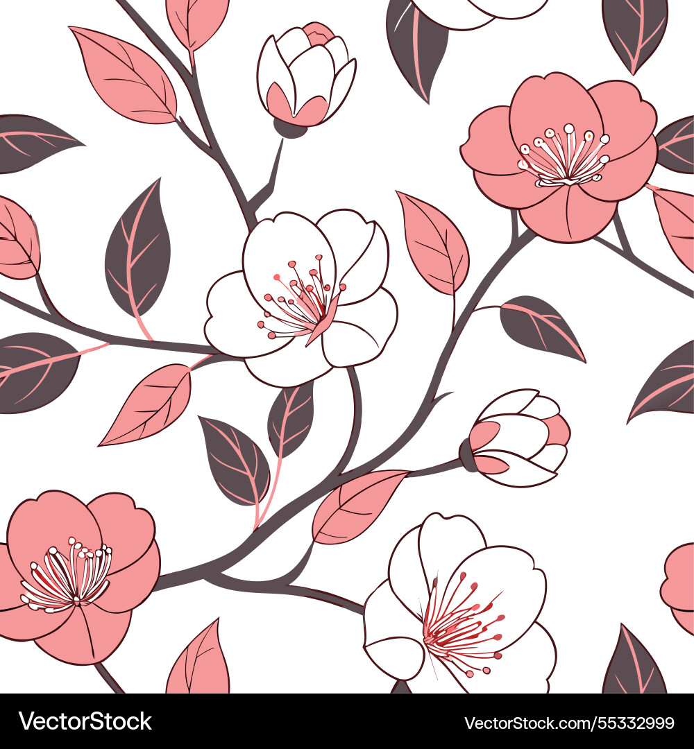 Elegant camellia seamless tile pattern with soft Elegant camellia seamless tile pattern with soft Vector Image