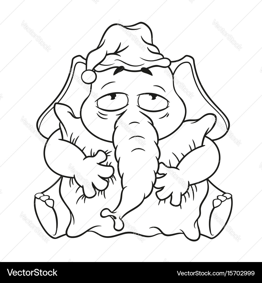 Elephant wants to sleep hugging a pillow Vector Image