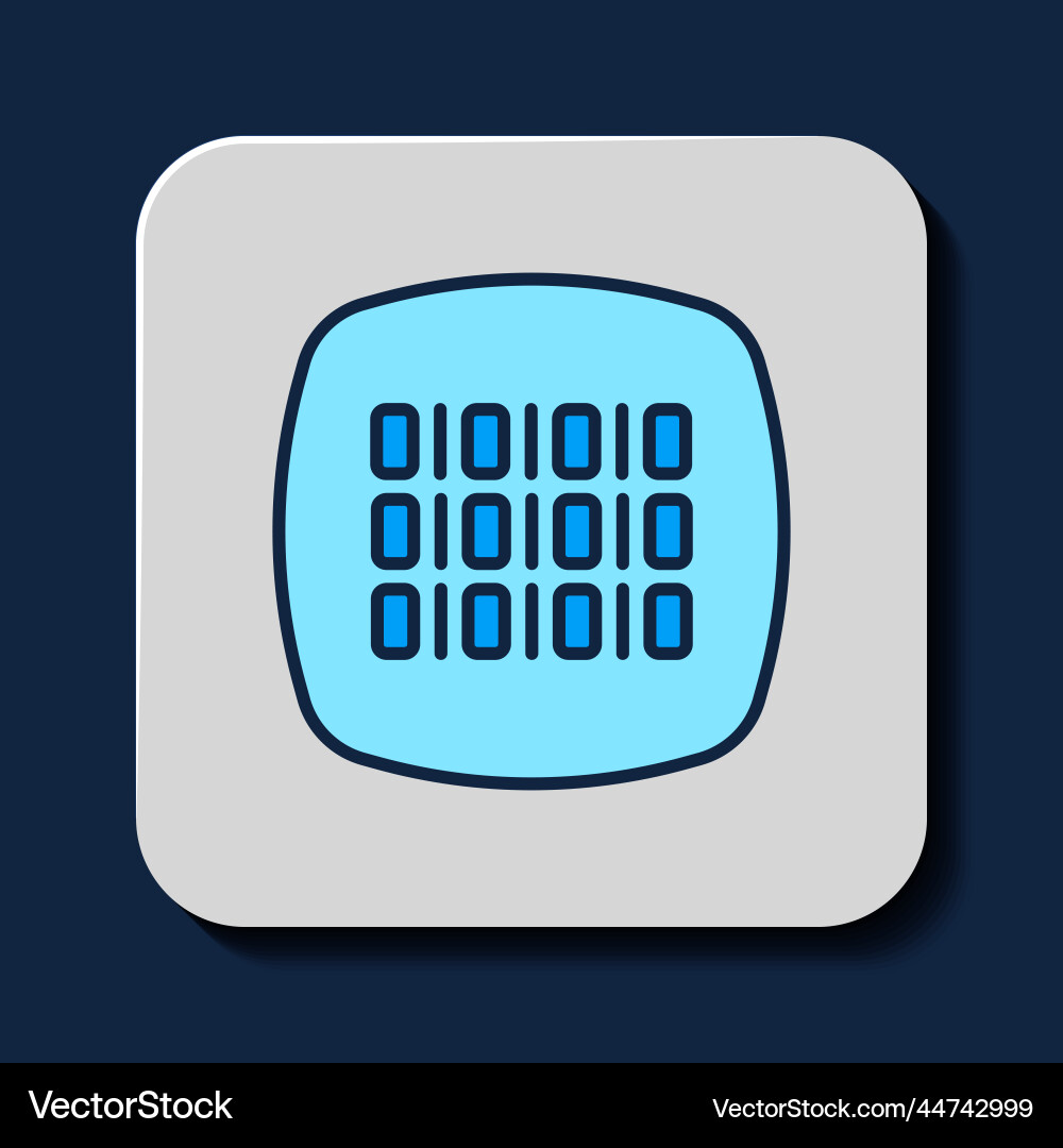 Filled outline binary code icon isolated on blue Filled outline binary code icon isolated on blue vector image
