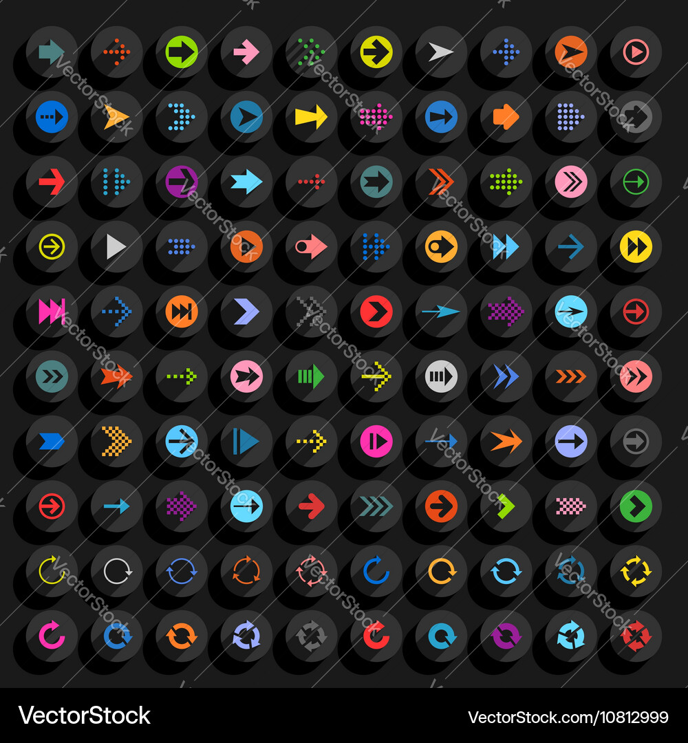 Flat arrow icon circle web button Vector Image