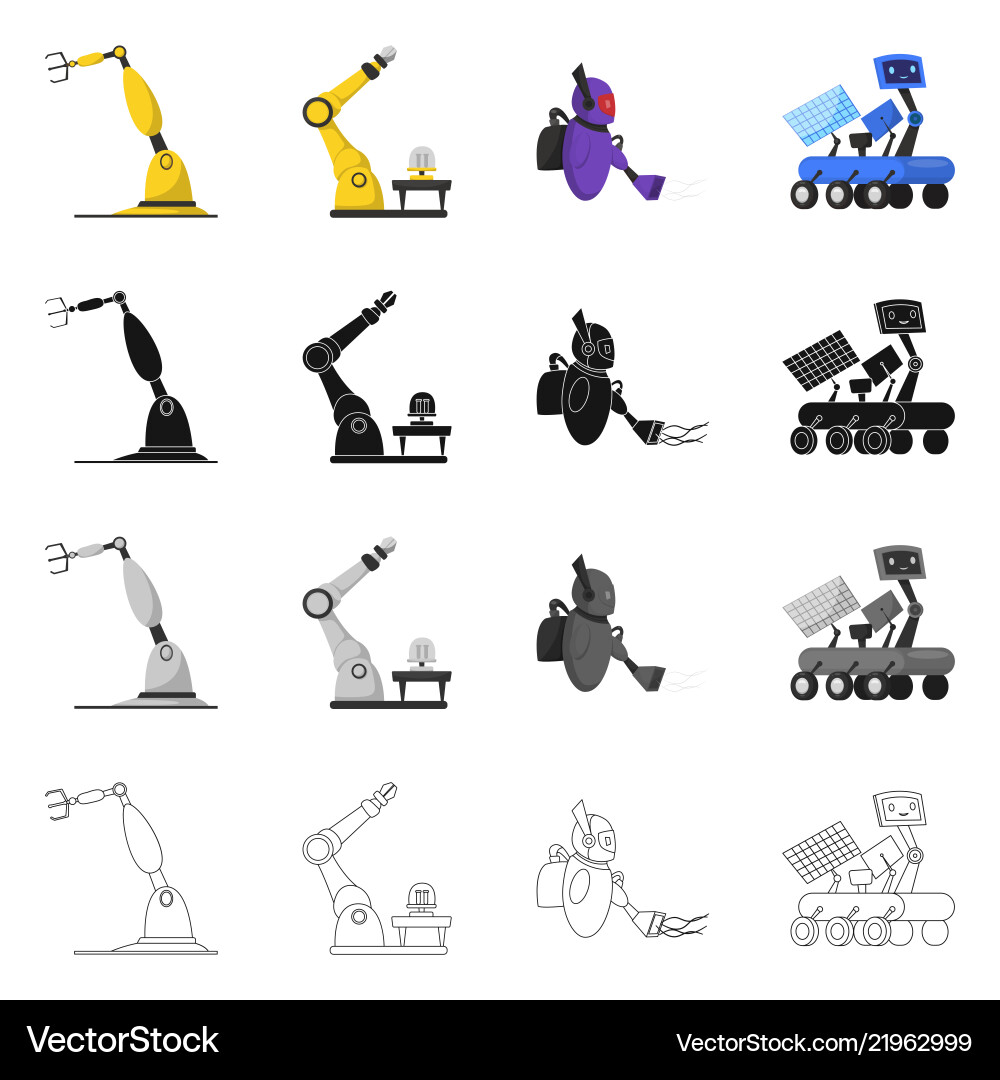 Isoliertes Objekt von Roboter und Werkssymbol Isoliertes Objekt von Roboter und Werkssymbol vektorbild