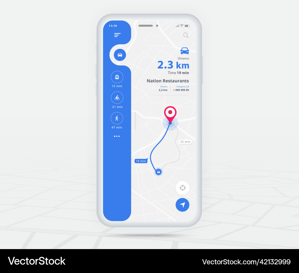 Map gps navigation app ux ui concept mobile Map gps navigation app ux ui concept mobile vector image
