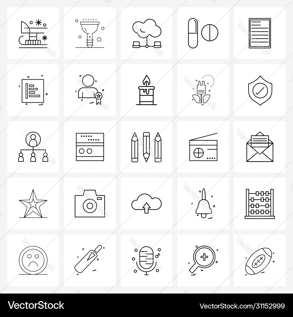 Modern style set 25 line pictograph grid based Vector Image