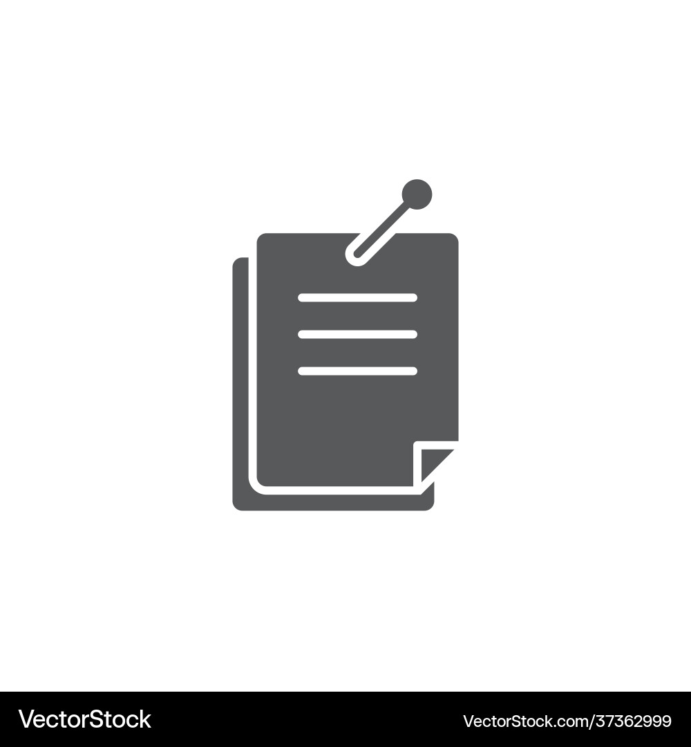 Note paper with pinned push button icon isolated Note paper with pinned push button icon isolated Vector Image