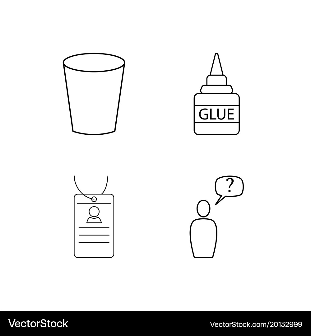 Office simple linear icon setsimple outline icons vector image