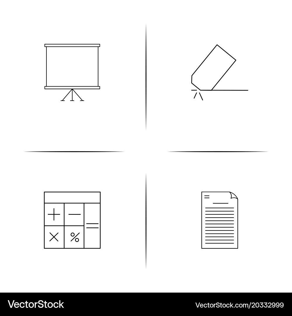 Office simple linear icon setsimple outline icons vector image