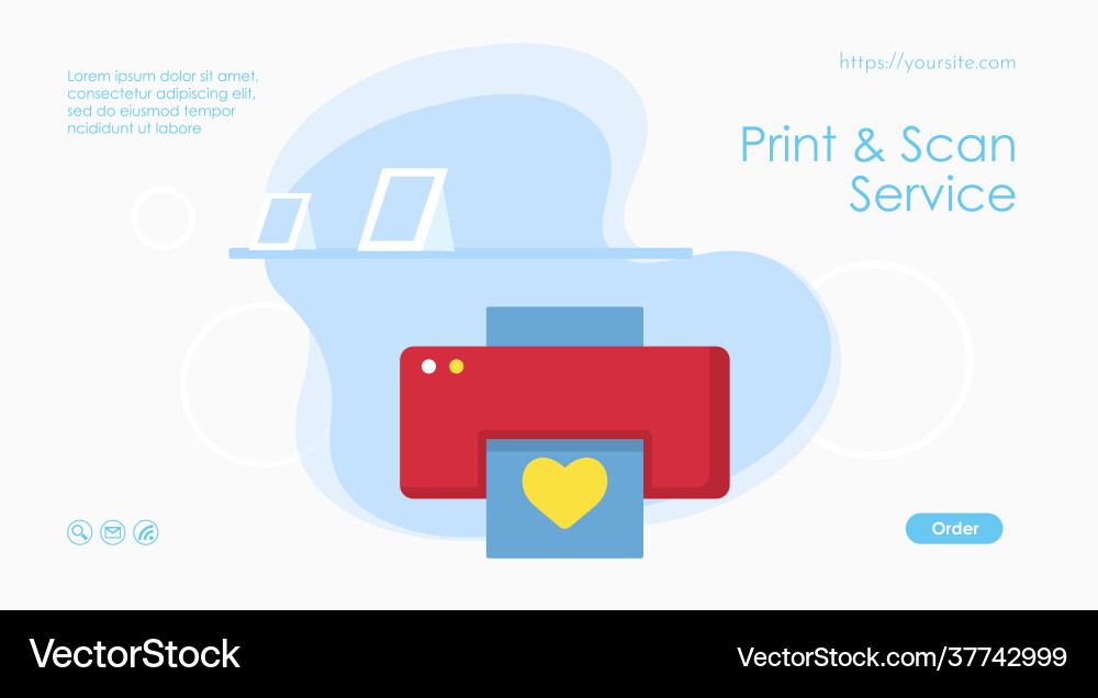 Print and scan service web page or banner template Print and scan service web page or banner template Vector Image
