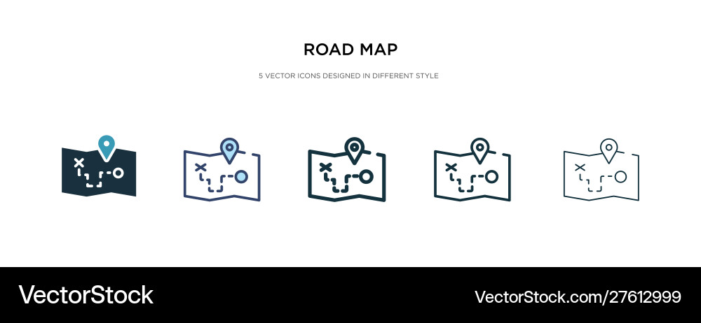 Road map icon in different style two colored vector image