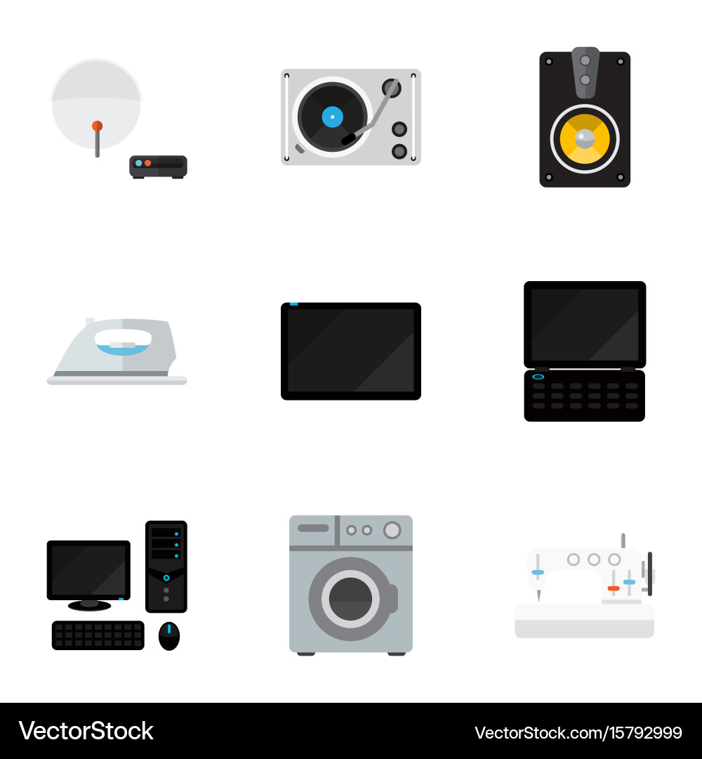 Set of 9 editable tech icons includes symbols vector image