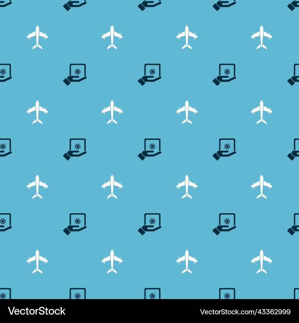 Set safe in hand and plane on seamless pattern Set safe in hand and plane on seamless pattern Vector Image