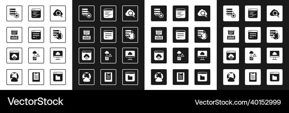 Set search cloud computing browser window server Set search cloud computing browser window server vector image