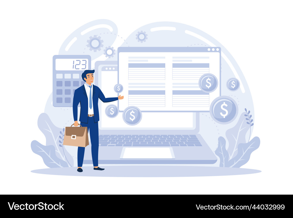 Tax software program desktop filing vector image