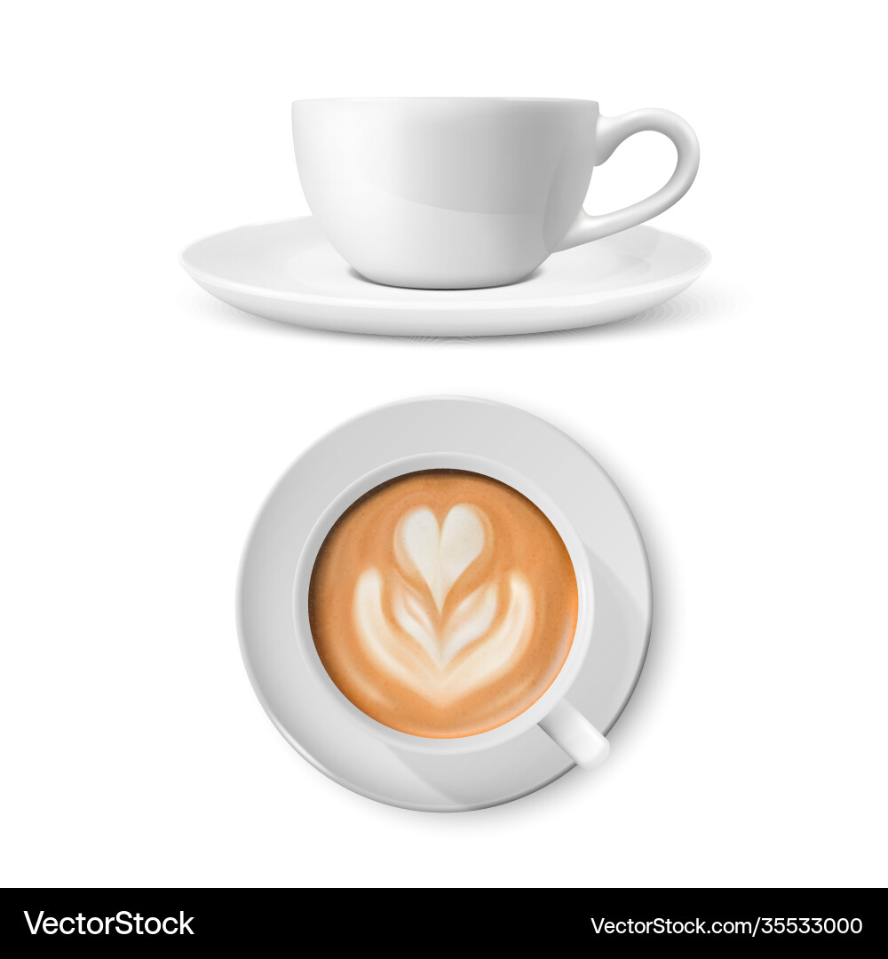 3d realistic white porcelain ceramic mug 3d realistic white porcelain ceramic mug Vector Image