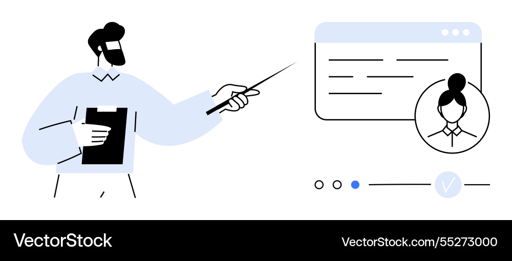 Business presentation with clipboard and pointer Business presentation with clipboard and pointer vector image