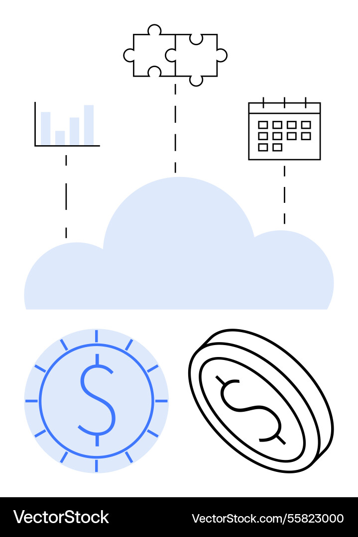 Cloud-based financial management with data Cloud-based financial management with data vector image