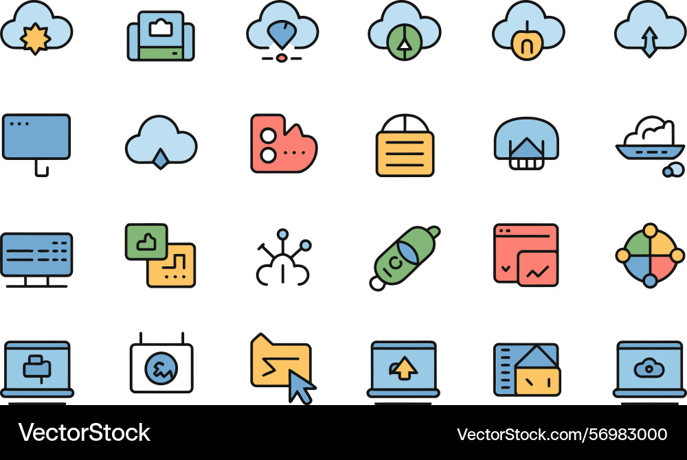 Collection of cloud computing and network vector image