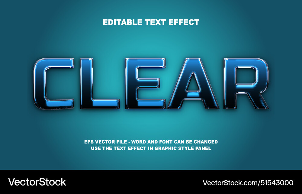 Editable text effect clear 3d template Vector Image