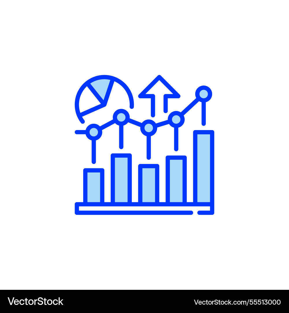 Growth Chart Line Icon - Data Analysis Vector Image