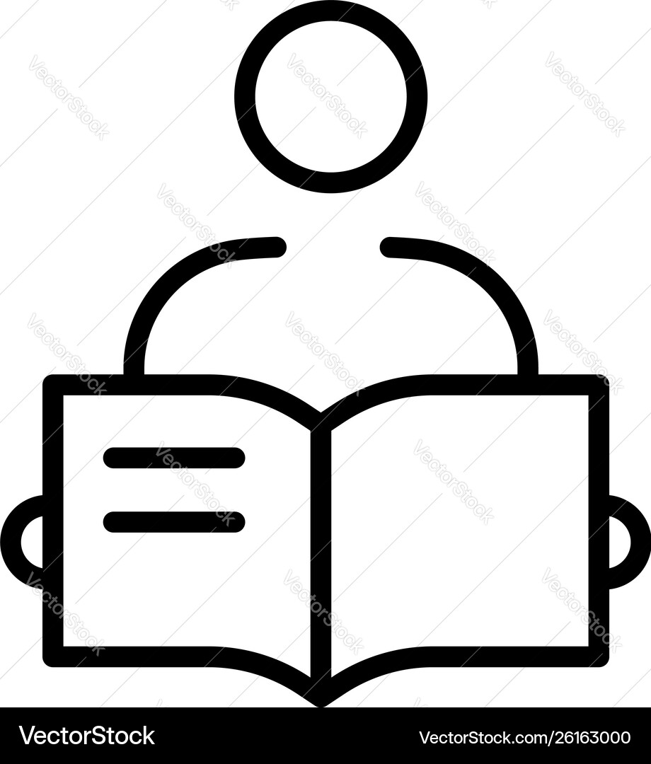 Man open book icon outline style Vector Image