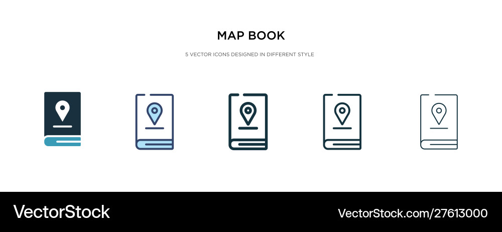 Map book icon in different style two colored vector image