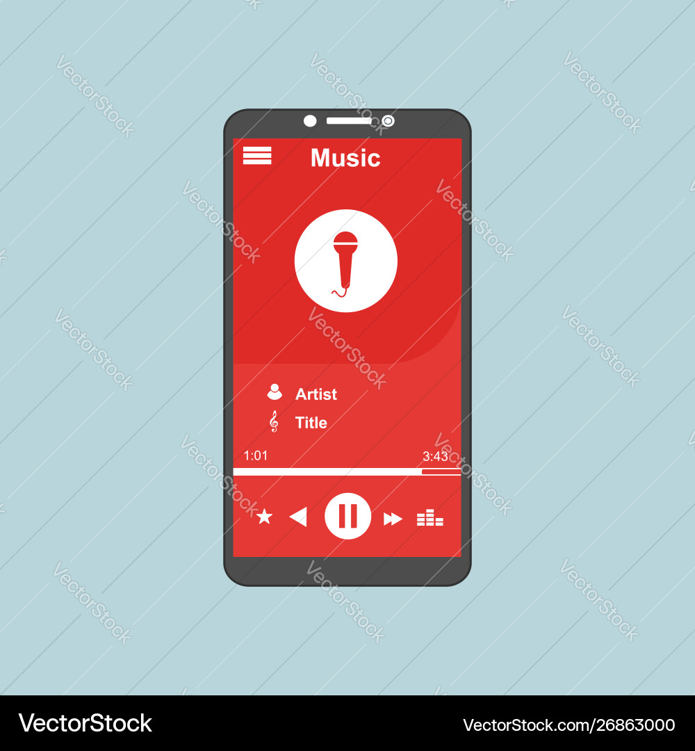 Media player application app template with flat Media player application app template with flat vector image