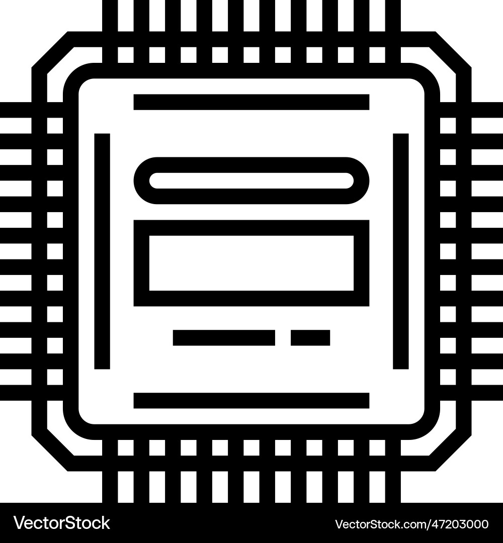 Microcontroller electronic component line icon Microcontroller electronic component line icon vector image