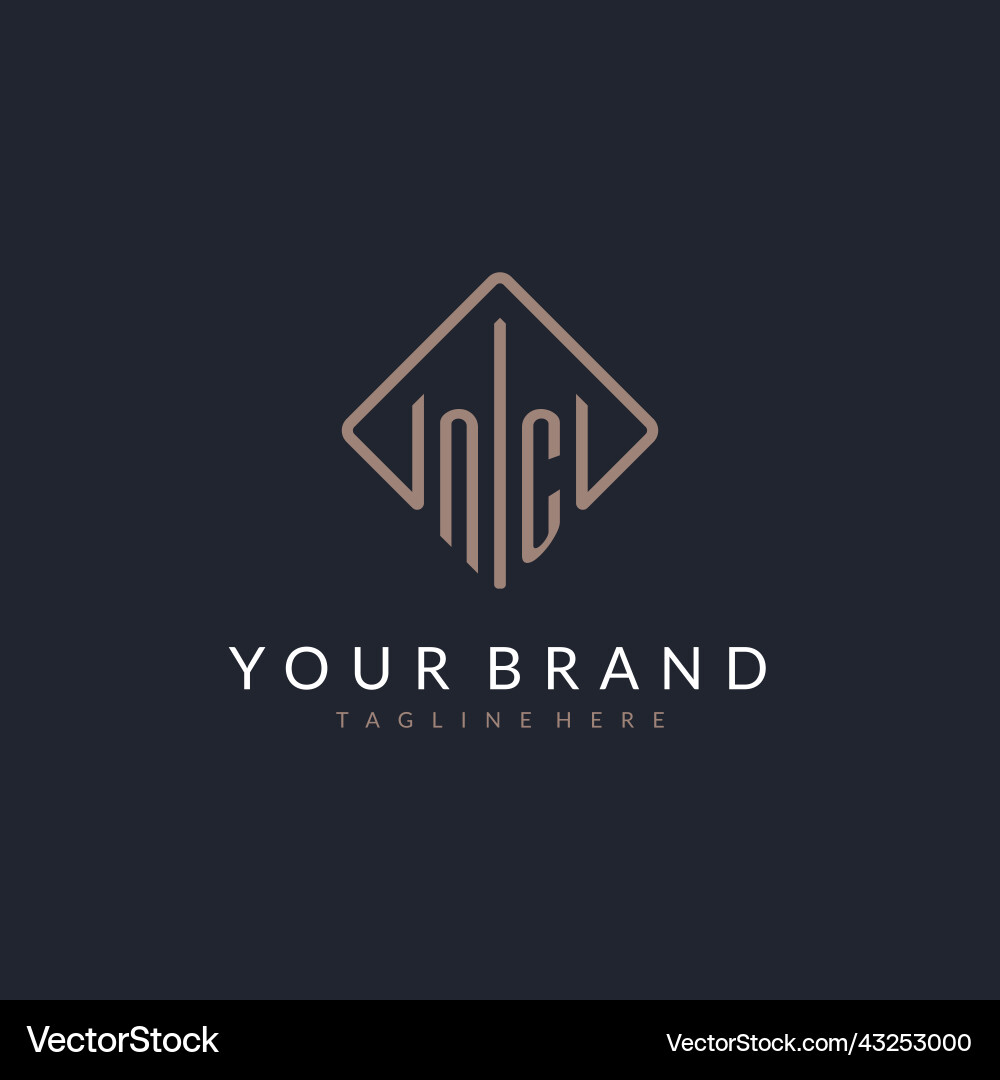 Nc initial logo with curved rectangle style design Nc initial logo with curved rectangle style design Vector Image