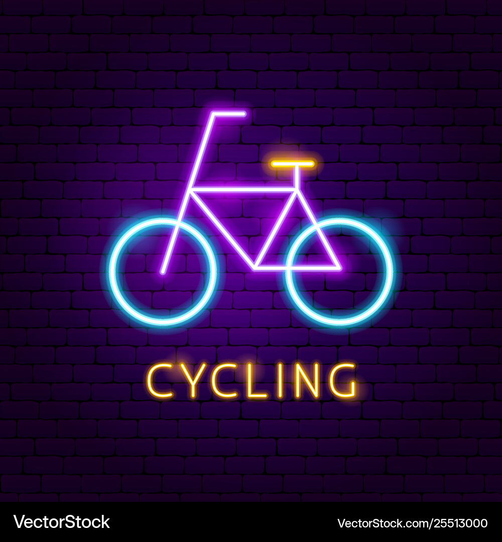 Neon Cycling Label Vektorbild