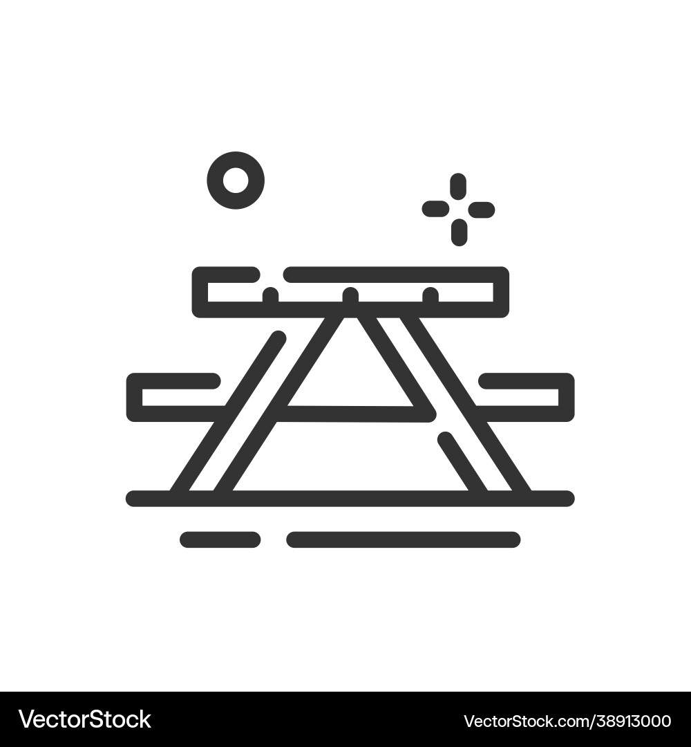 Picnic table icon in simple one line style Vector Image