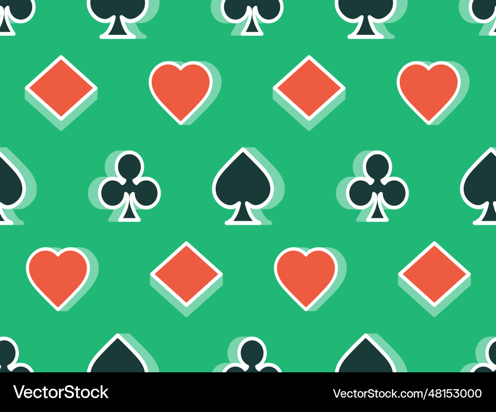 Seamless pattern with card suits diamonds hearts Seamless pattern with card suits diamonds hearts vector image