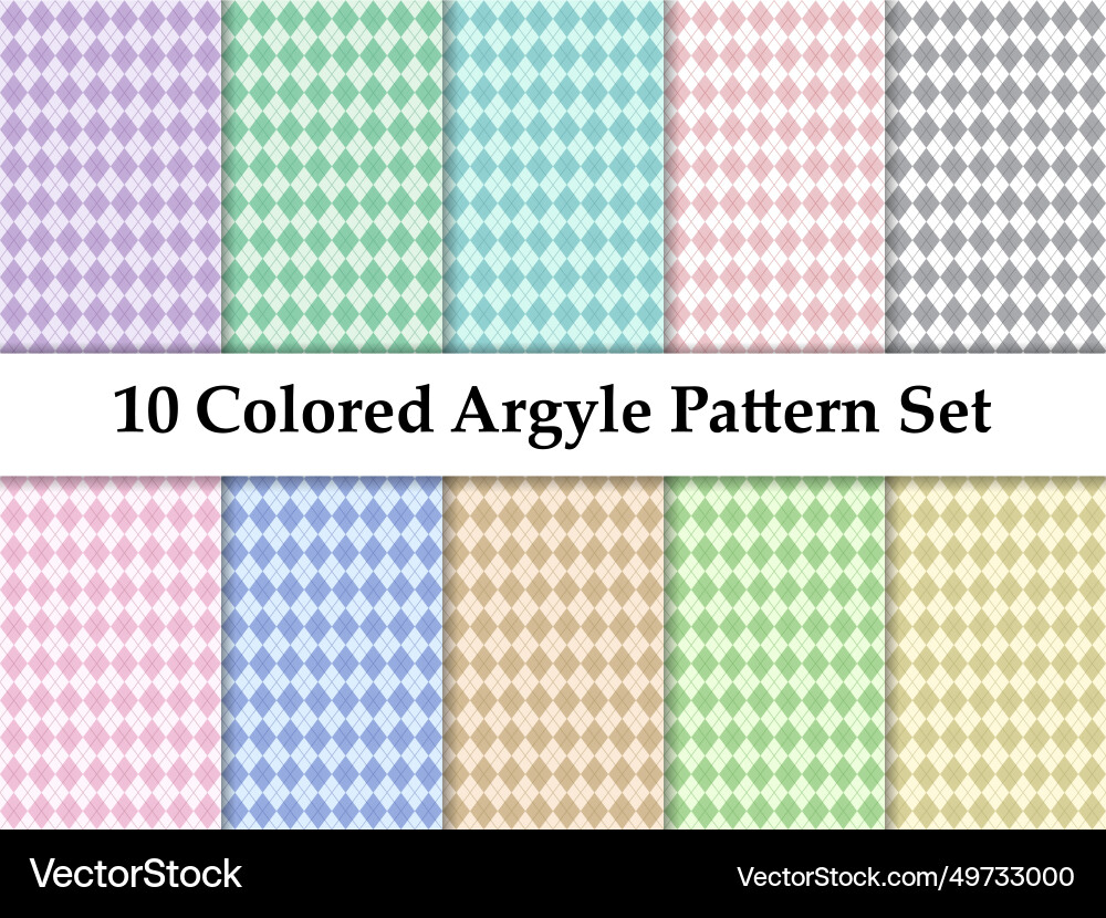Set of colored light argyle seamless pattern Vector Image