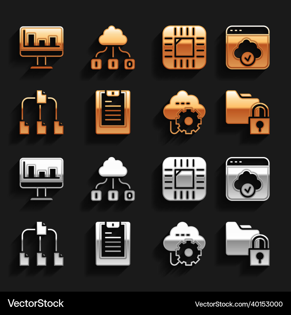 Set server data report cloud technology Set server data report cloud technology vector image