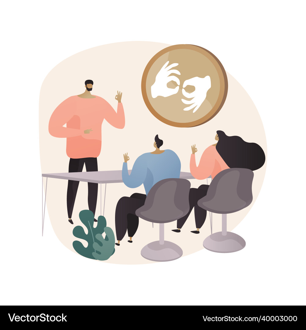 Sign language classes abstract concept Vector Image