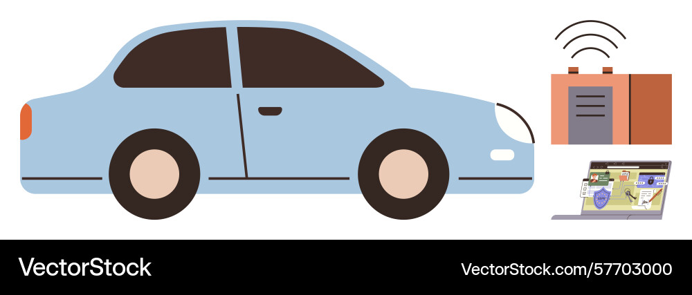 Smart car connectivity with gps navigation data vector image