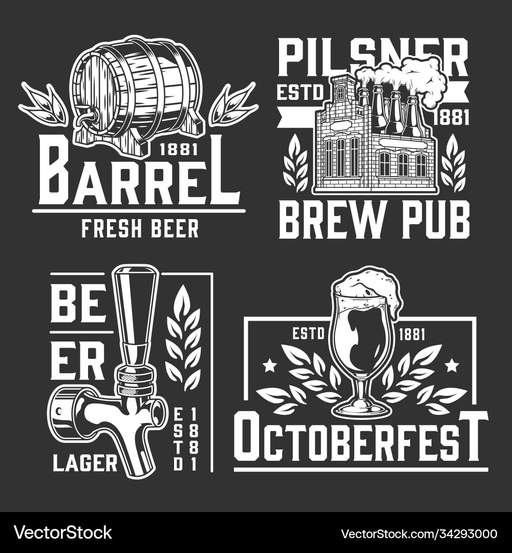 Vintage Beer Logos Collection Vector Image