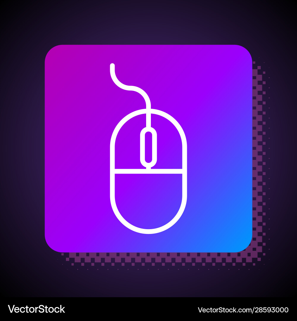 White line computer mouse icon isolated on black Vector Image