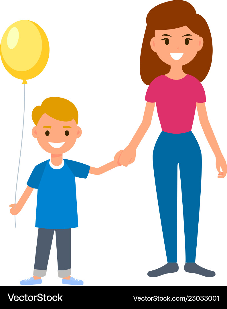 A babysitter or nanny holds the child by hand A babysitter or nanny holds the child by hand vector image