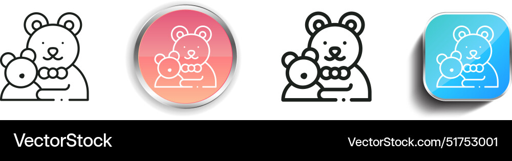 Bears icon thin linear regular and button style Bears icon thin linear regular and button style Vector Image