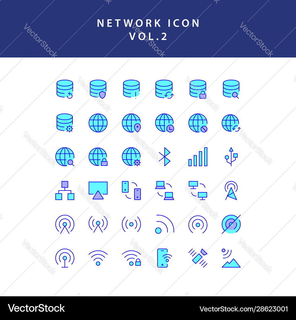 Cloud computing network filled outline icon set vector image