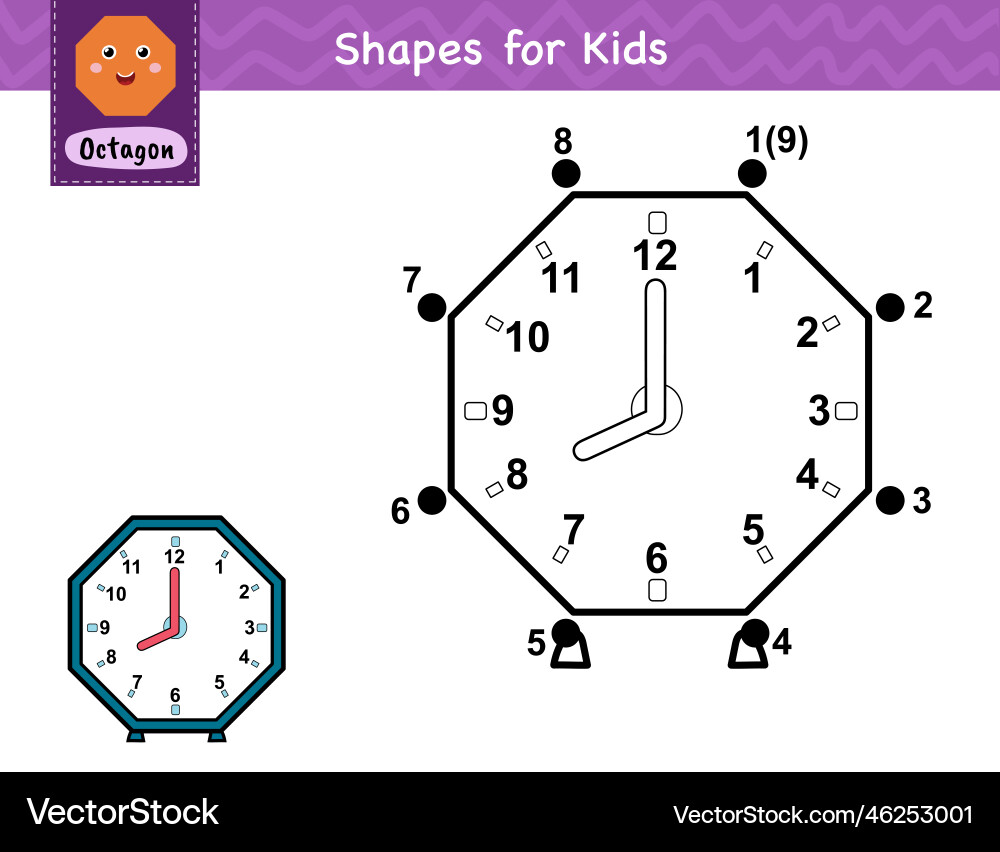 Connect the Dots Clock Game Vector Image