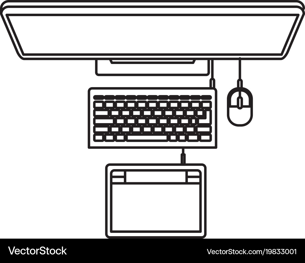 Desktop computer and digitizer tablet connection vector image