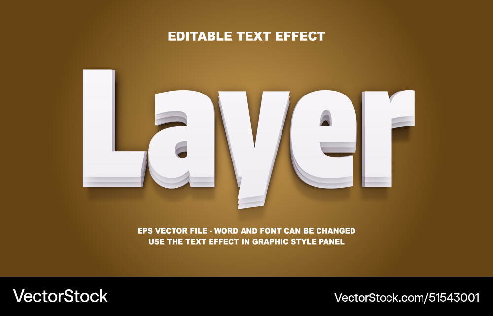 Editable text effect layer 3d template vector image