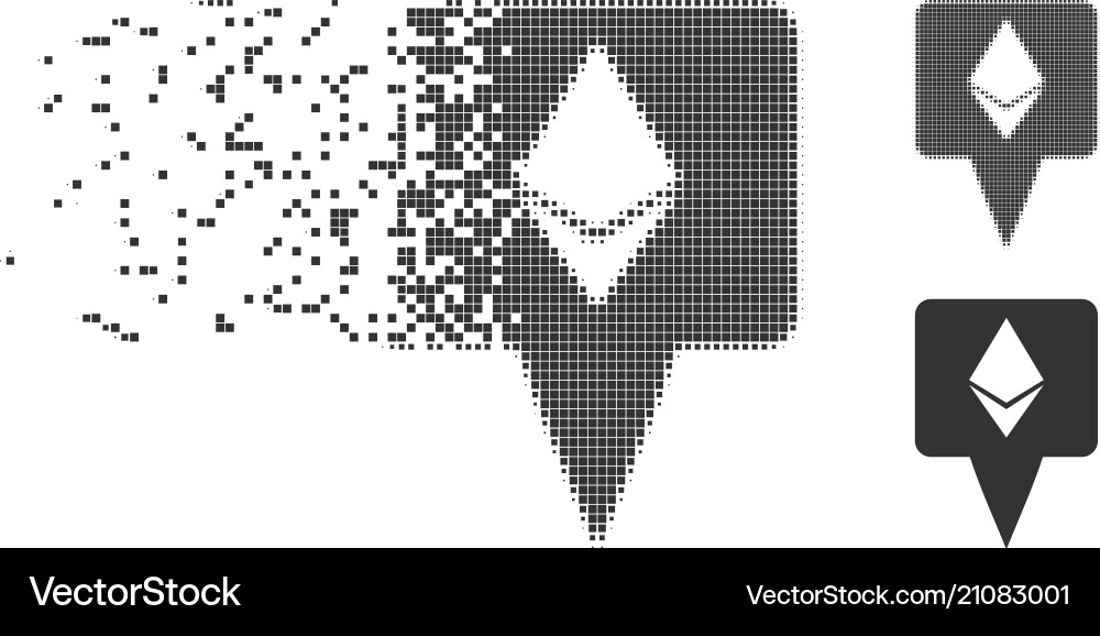 Ethereum map pointer disappearing pixel halftone Ethereum map pointer disappearing pixel halftone vector image