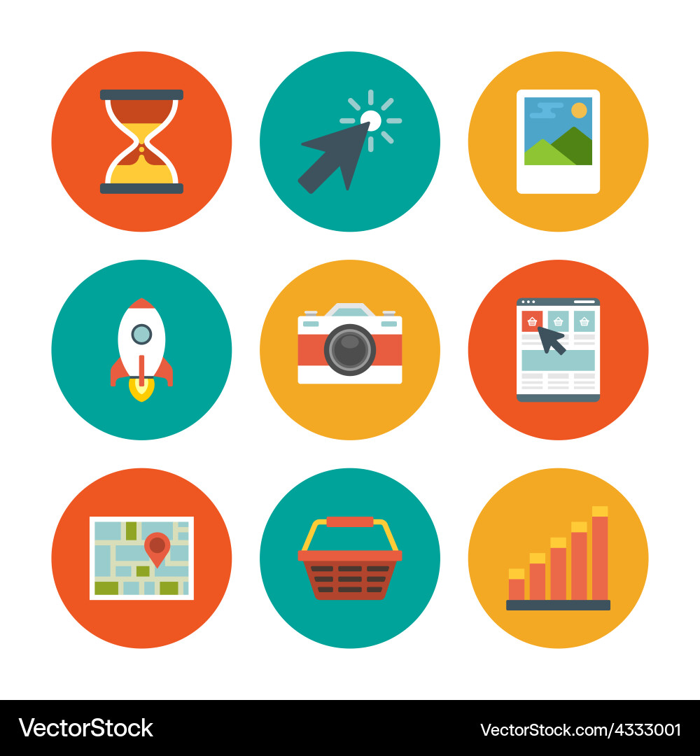 Flat design icons symbols for website vector image