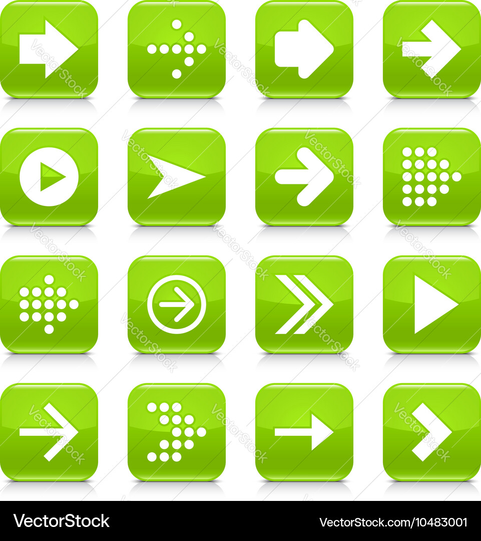Green arrow sign rounded square icon web button vector image